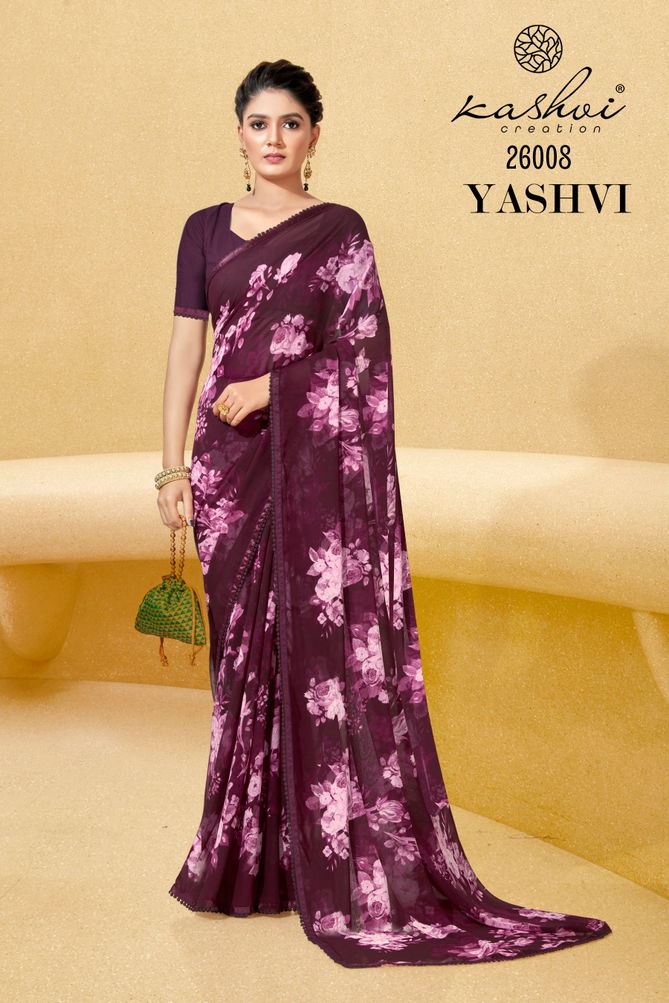 Yashvi By Kashvi 26001-26008 Georgette Sarees Catalog